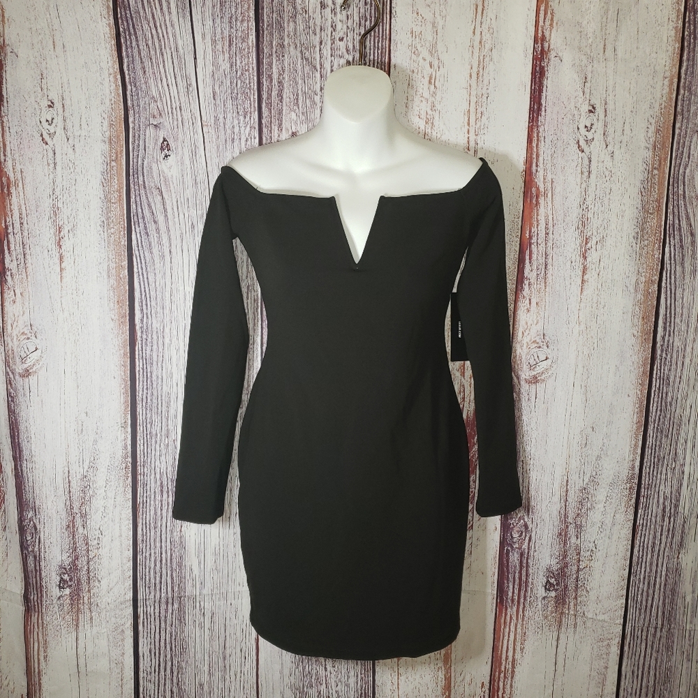 Lulus Black Off-Shoulder Mini Dress